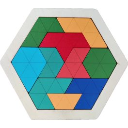 Fa hatszögletű Tangram kirakó szögletes elemekkel