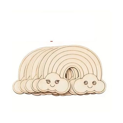 Fa Alap Kreatív Alkotáshoz –Szivárvány felhővel 8x5,5 cm
