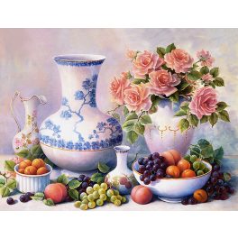   Asztal kép vázával virágokkal négyzet alakú kreatív gyémánt kirakó 30x40
