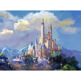   Mesebeli kastély négyzet alakú kreatív gyémánt kirakó 30x40