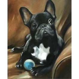   Francia Bulldog labdával négyzet alakú kreatív gyémánt kirakó 30x40
