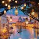 Lampionok fényében négyzet alakú kreatív gyémánt kirakó 30x40