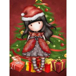   Karácsonyi santoro gorjuss kislány  négyzet alakú kreatív gyémánt kirakó 30x40
