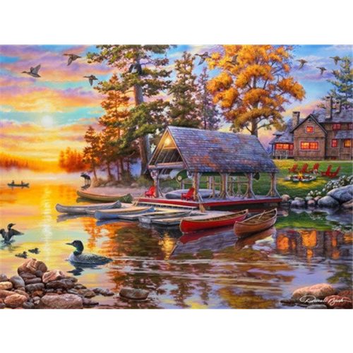 Kenuk a tavon négyzet alakú kreatív gyémánt kirakó 30x40