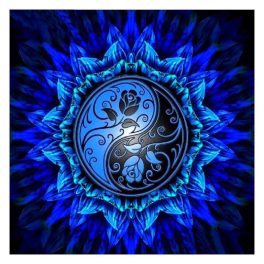   Kék rózsás jin-jang négyzet alakú kreatív gyémánt kirakó 30x30