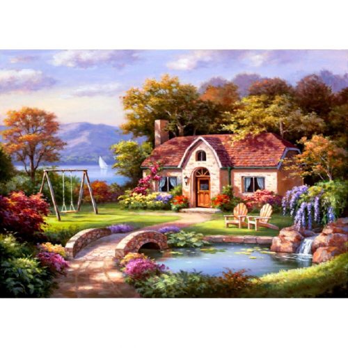 Idilli ház négyzet alakú kreatív gyémánt kirakó 30x40
