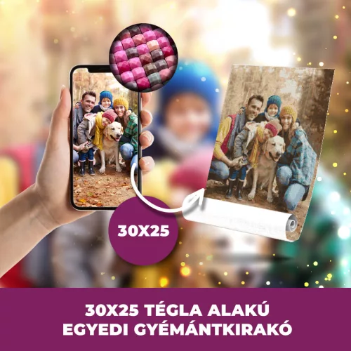 Gyémánt kirakó saját fotóról négyzet alakú gyémántszemekkel 30x25cm