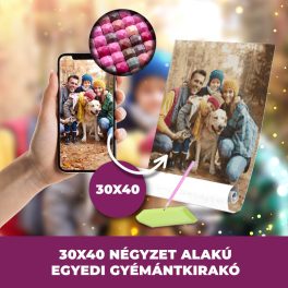   Gyémánt kirakó saját fotóról négyzet alakú gyémántszemekkel 30x40cm
