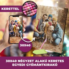   Gyémánt kirakó saját fotóról négyzet alakú gyémántszemekkel 30x40cm keretre feszítve