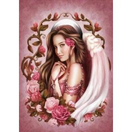   Rózsaszín angyali nő négyzet alakú kreatív gyémánt kirakó 30x40