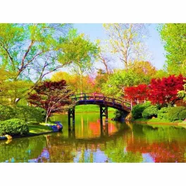   Híd a tavon négyzet alakú kreatív gyémánt kirakó 30x40