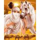 Arab hölgy fehér lóval négyzet alakú kreatív gyémánt kirakó 40x50