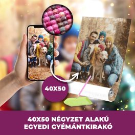   Gyémánt kirakó saját fotóról négyzet alakú gyémántszemekkel 40x50cm