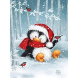   Karácsonyi Kis Pingvinnégyzet alakú kreatív gyémánt kirakó 20x30