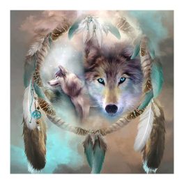  Farkas álomcsapda négyzet alakú kreatív gyémánt kirakó 30x40