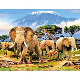Elefántok négyzet alakú Gyémántszemes kirakó 30x40