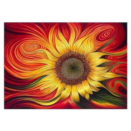   Tüzes napraforgó négyzet alakú kreatív gyémánt kirakó 30x40