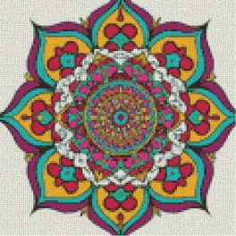 Díszes Mandala Négyzet alakú Gyémántszemes kirakó 30x30