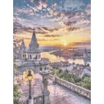 Halászbástya naplementében négyzet alakú kreatív gyémánt kirakó 30x40
