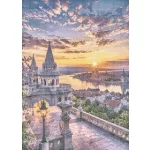 Halászbástya naplementében négyzet alakú kreatív gyémánt kirakó 50x70