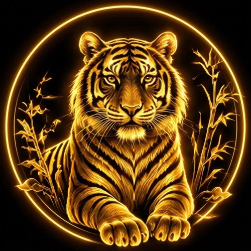 Kínai horoszkóp – Tigris négyzet alakú kreatív gyémánt kirakó 40x40