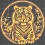 Kínai horoszkóp – Tigris négyzet alakú kreatív gyémánt kirakó 40x40