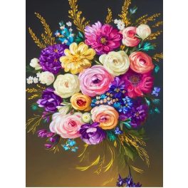   Színes csokor csendélet négyzet alakú kreatív gyémánt kirakó 30x40