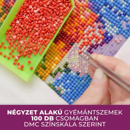 Négyzet alakú gyémántszemek 100 db csomagban DMC színskála szerint