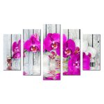 Orchideák öt részes gyémántszemes kirakó négyzet alakú gyémántszemekkel