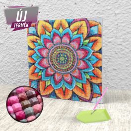   Vászon mandala 4 mintával maradék Négyzet alakú gyémántszemek felhasználásához
