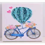 Csillogó bicikli gombostűző szett flitterekkel (25x25 cm)