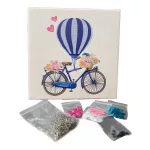 Csillogó bicikli gombostűző szett flitterekkel (25x25 cm)