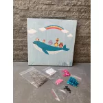 Csillogó bálna gombostűző szett flitterekkel (25x25 cm)