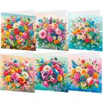 Virágos képeslapok gyémántszemes kirakó csomag 6 db képeslappal