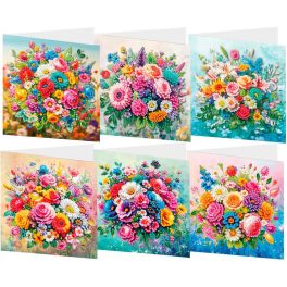   Virágos képeslapok gyémántszemes kirakó csomag 6 db képeslappal