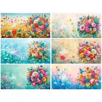 Virágos képeslapok gyémántszemes kirakó csomag 6 db képeslappal