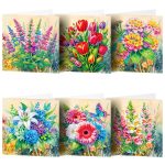 Vadvirágos  képeslapok gyémántszemes kirakó csomag 6 db képeslappal