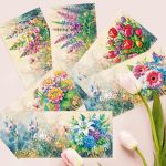 Vadvirágos  képeslapok gyémántszemes kirakó csomag 6 db képeslappal