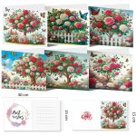 Fa virágzás képeslapok gyémántszemes kirakó csomag 6 db képeslappal