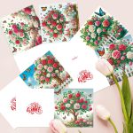 Fa virágzás képeslapok gyémántszemes kirakó csomag 6 db képeslappal