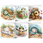 Állati aranyos képeslapok gyémántszemes kirakó csomag 6 db képeslappal