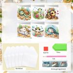 Állati aranyos képeslapok gyémántszemes kirakó csomag 6 db képeslappal