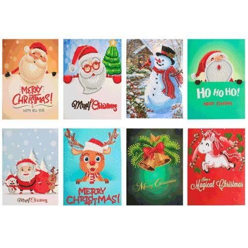 Karácsonyi képeslapok gyémántszemes kirakó csomag 8 képeslappal