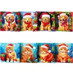 Kutya -Cica gyémántszemmel kirakható képeslapok