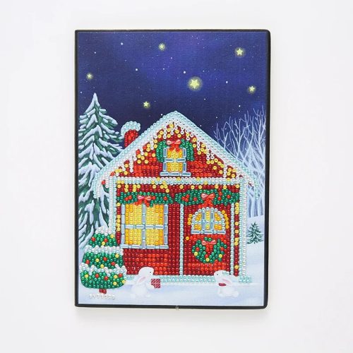 Karácsonyi házikó gyémántszemes kirakó jegyzetfüzet
