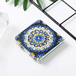   Négyszögletes mandala mintás gyémántszemmel kirakható kozmetikai tükör