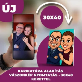   Egyedi Karikatúra Kép vászonkép nyomtatás vakrámára feszítve - Saját Fotódból Műalkotás 30x40 cm