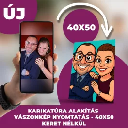   Egyedi Karikatúra Kép vászonkép nyomtatás - Saját Fotódból Műalkotás 40x50 cm