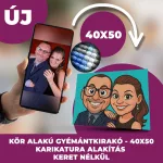 Gyémánt kirakó saját fotóról Karikatúra kivitelben  kör alakú gyémántszemekkel 40x50cm