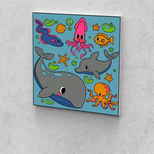 Matekvarázs Számfestő: Készségfejlesztés szórakozva 30x30 cm-es tengeri állatok vászon festékkel